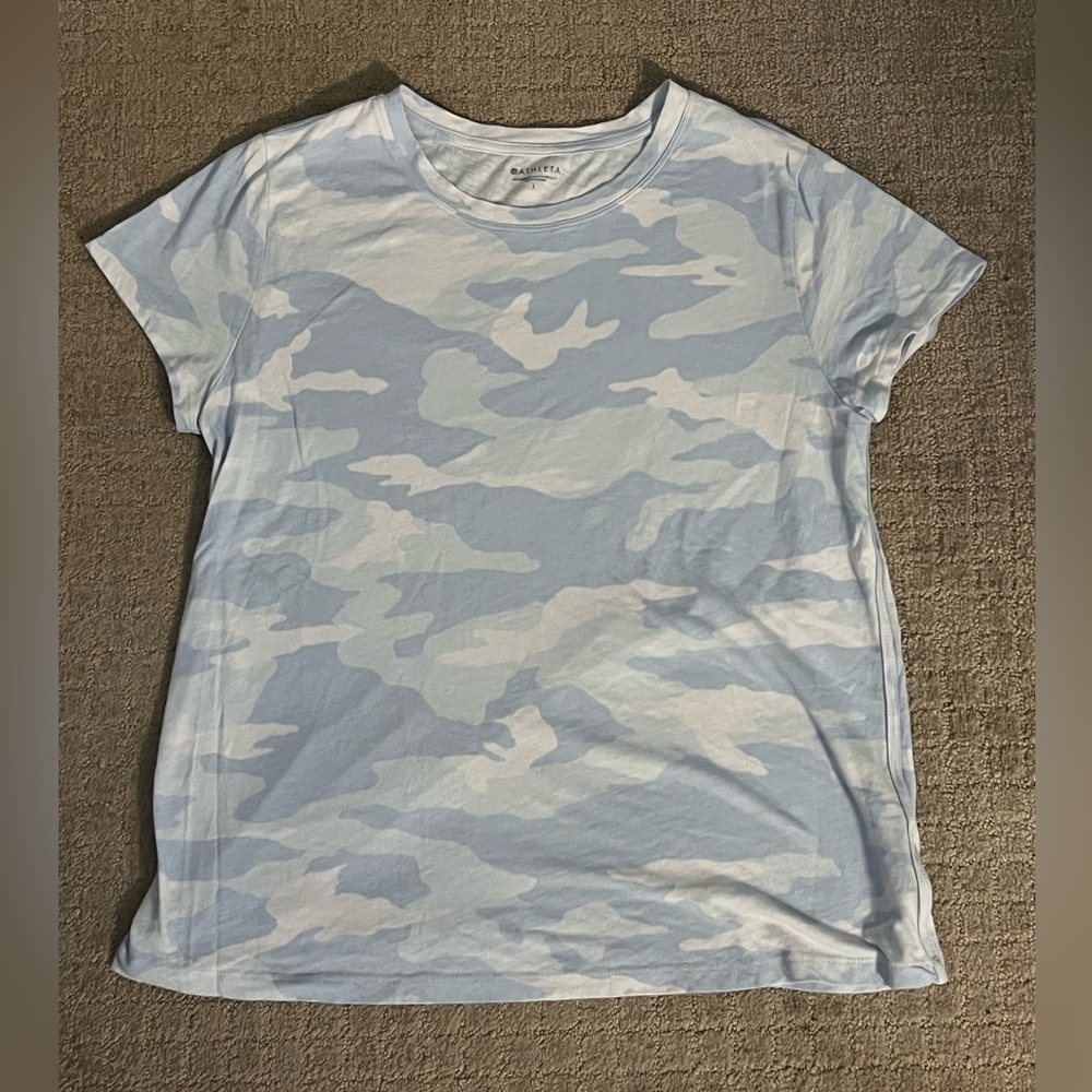 White & blue camo Athleta shirt